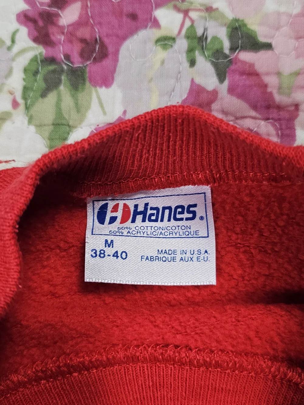 VTG 80s Raglan Hanes Red Crewneck Sweatshirt Winter Teddy Bear M